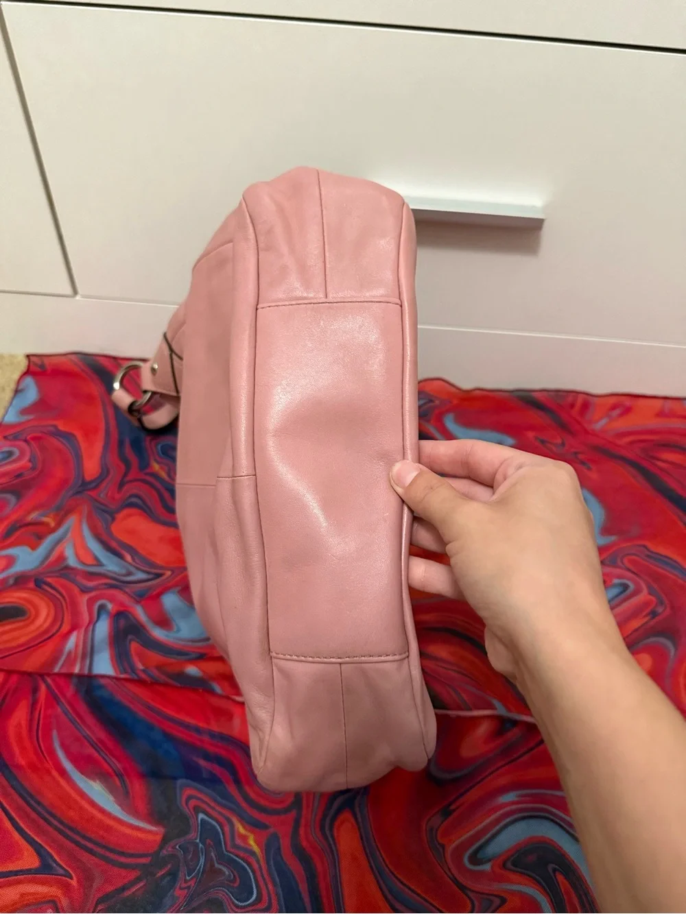 Rare Archival Vintage Y2K Coach Soho Shell Pink Leather Buckle Hobo